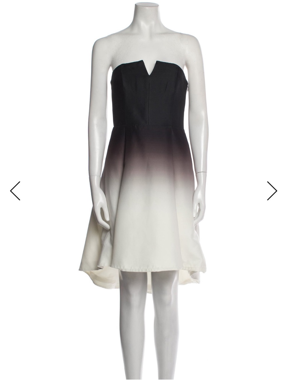 Halston Heritage Strapless Ombre Black to White Fit-and-Flare Dress